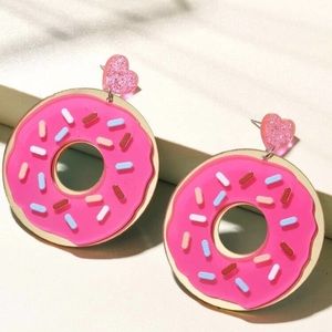 🍩 Oversized Yummy Donut Sprinkle Glitter Heart Stud Earrings 🍩